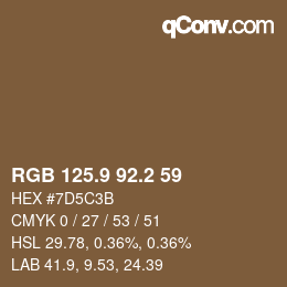 Color code: RGB 125.9 92.2 59 | qconv.com