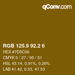 Color code: RGB 125.9 92.2 6 | qconv.com