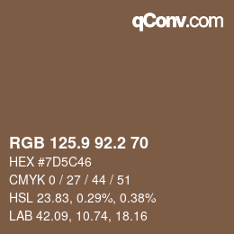 Color code: RGB 125.9 92.2 70 | qconv.com