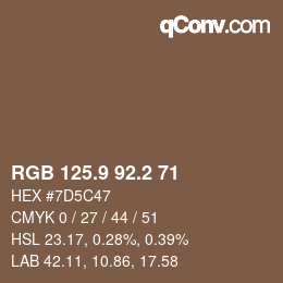 Color code: RGB 125.9 92.2 71 | qconv.com