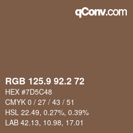 Color code: RGB 125.9 92.2 72 | qconv.com