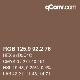Color code: RGB 125.9 92.2 76 | qconv.com