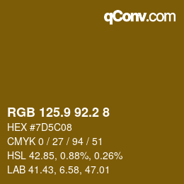 Color code: RGB 125.9 92.2 8 | qconv.com
