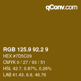 Color code: RGB 125.9 92.2 9 | qconv.com