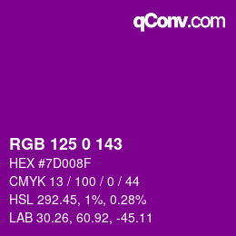 Code couleur: RGB 125 0 143 | qconv.com