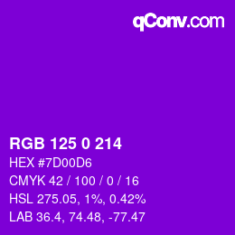 Código de color: RGB 125 0 214 | qconv.com
