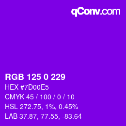 カラーコード: RGB 125 0 229 | qconv.com