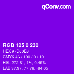カラーコード: RGB 125 0 230 | qconv.com