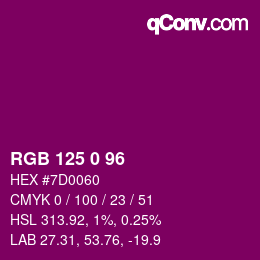 Color code: RGB 125 0 96 | qconv.com