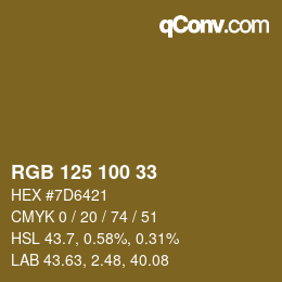 Código de color: RGB 125 100 33 | qconv.com