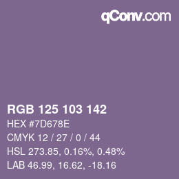 Color code: RGB 125 103 142 | qconv.com