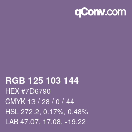 颜色代码: RGB 125 103 144 | qconv.com