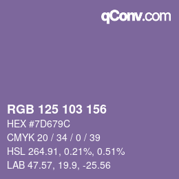 Color code: RGB 125 103 156 | qconv.com