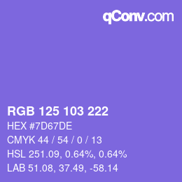 Color code: RGB 125 103 222 | qconv.com
