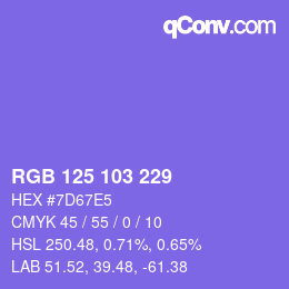 Color code: RGB 125 103 229 | qconv.com