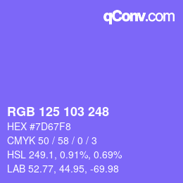 カラーコード: RGB 125 103 248 | qconv.com