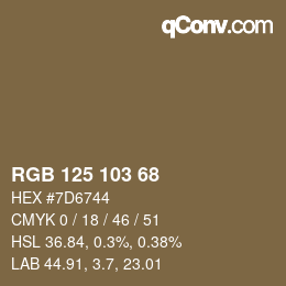 カラーコード: RGB 125 103 68 | qconv.com