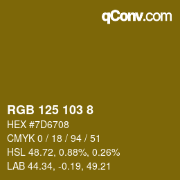 颜色代码: RGB 125 103 8 | qconv.com