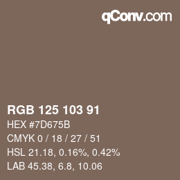 カラーコード: RGB 125 103 91 | qconv.com