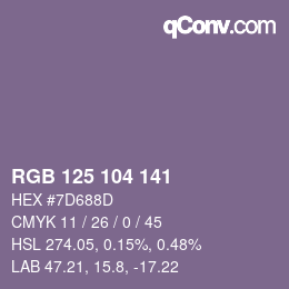Farbcode: RGB 125 104 141 | qconv.com