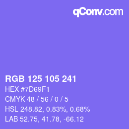 Farbcode: RGB 125 105 241 | qconv.com