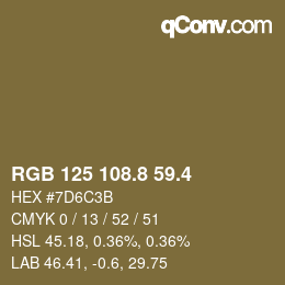 カラーコード: RGB 125 108.8 59.4 | qconv.com