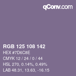 Farbcode: RGB 125 108 142 | qconv.com