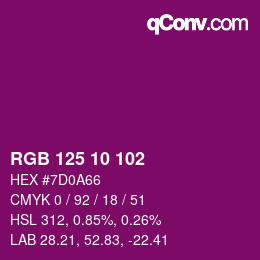 颜色代码: RGB 125 10 102 | qconv.com