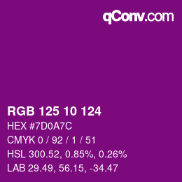 カラーコード: RGB 125 10 124 | qconv.com