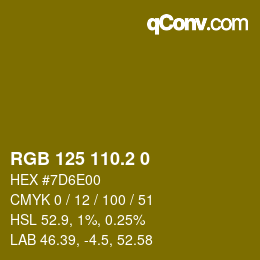 カラーコード: RGB 125 110.2 0 | qconv.com