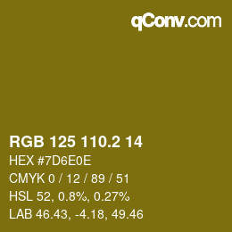 カラーコード: RGB 125 110.2 14 | qconv.com