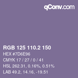 カラーコード: RGB 125 110.2 150 | qconv.com