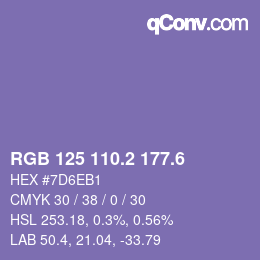 カラーコード: RGB 125 110.2 177.6 | qconv.com