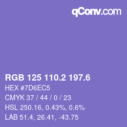 カラーコード: RGB 125 110.2 197.6 | qconv.com
