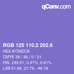 カラーコード: RGB 125 110.2 202.6 | qconv.com