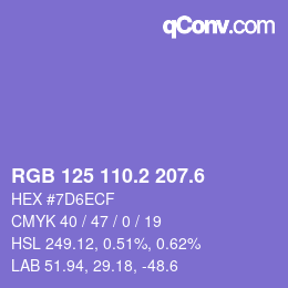 カラーコード: RGB 125 110.2 207.6 | qconv.com