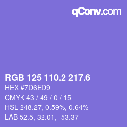 カラーコード: RGB 125 110.2 217.6 | qconv.com