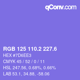 カラーコード: RGB 125 110.2 227.6 | qconv.com