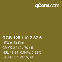 カラーコード: RGB 125 110.2 37.6 | qconv.com