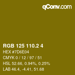 カラーコード: RGB 125 110.2 4 | qconv.com