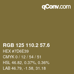カラーコード: RGB 125 110.2 57.6 | qconv.com