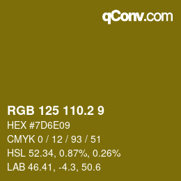 カラーコード: RGB 125 110.2 9 | qconv.com