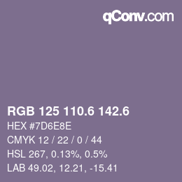 カラーコード: RGB 125 110.6 142.6 | qconv.com