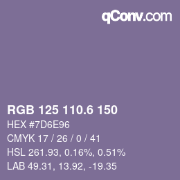 カラーコード: RGB 125 110.6 150 | qconv.com