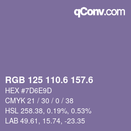 カラーコード: RGB 125 110.6 157.6 | qconv.com