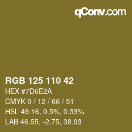 Color code: RGB 125 110 42 | qconv.com