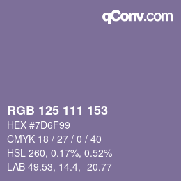 Color code: RGB 125 111 153 | qconv.com