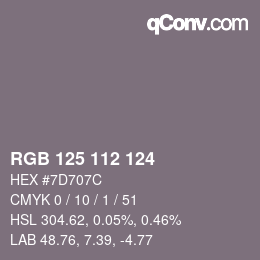 颜色代码: RGB 125 112 124 | qconv.com