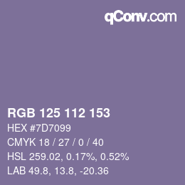 カラーコード: RGB 125 112 153 | qconv.com