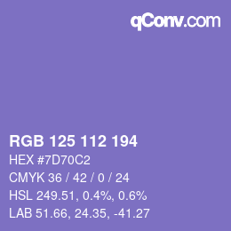 颜色代码: RGB 125 112 194 | qconv.com